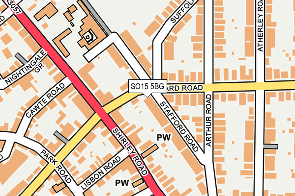 SO15 5BG map - OS OpenMap – Local (Ordnance Survey)