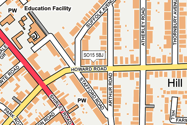 SO15 5BJ map - OS OpenMap – Local (Ordnance Survey)
