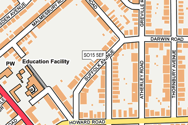 SO15 5EF map - OS OpenMap – Local (Ordnance Survey)
