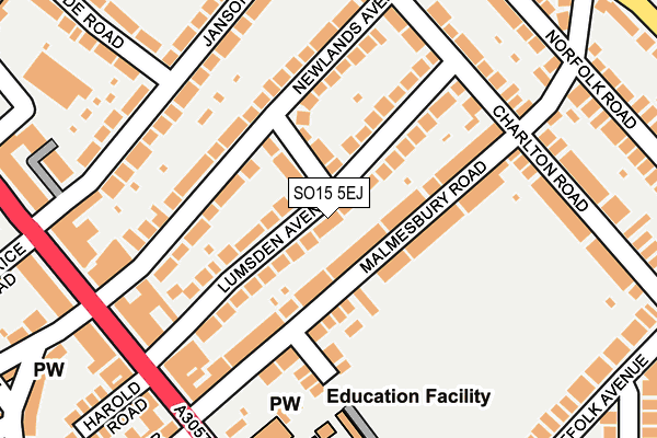 SO15 5EJ map - OS OpenMap – Local (Ordnance Survey)