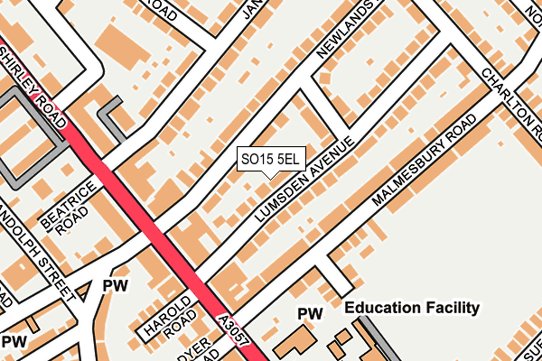 SO15 5EL map - OS OpenMap – Local (Ordnance Survey)