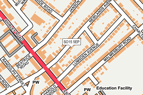 SO15 5EP map - OS OpenMap – Local (Ordnance Survey)