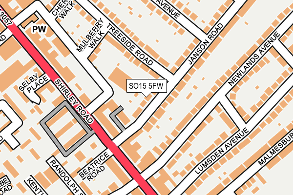 SO15 5FW map - OS OpenMap – Local (Ordnance Survey)