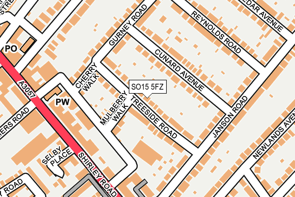 SO15 5FZ map - OS OpenMap – Local (Ordnance Survey)