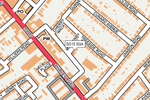 SO15 5GA map - OS OpenMap – Local (Ordnance Survey)