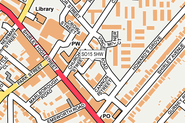 SO15 5HW map - OS OpenMap – Local (Ordnance Survey)