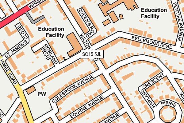 SO15 5JL map - OS OpenMap – Local (Ordnance Survey)