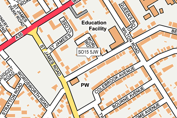 SO15 5JW map - OS OpenMap – Local (Ordnance Survey)