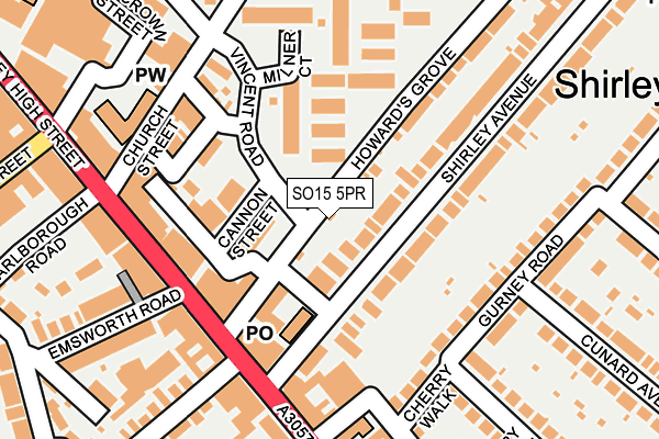 SO15 5PR map - OS OpenMap – Local (Ordnance Survey)