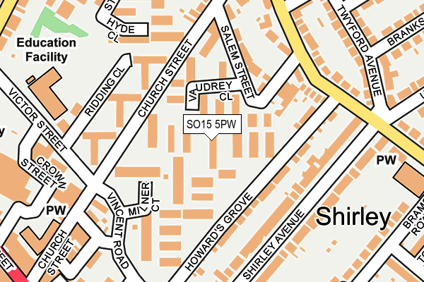 SO15 5PW map - OS OpenMap – Local (Ordnance Survey)