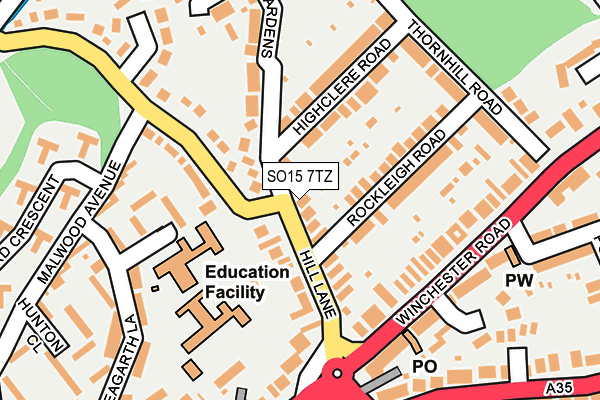 SO15 7TZ map - OS OpenMap – Local (Ordnance Survey)