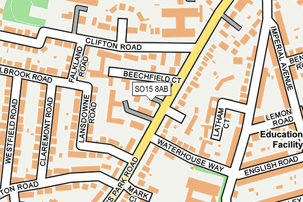 SO15 8AB map - OS OpenMap – Local (Ordnance Survey)