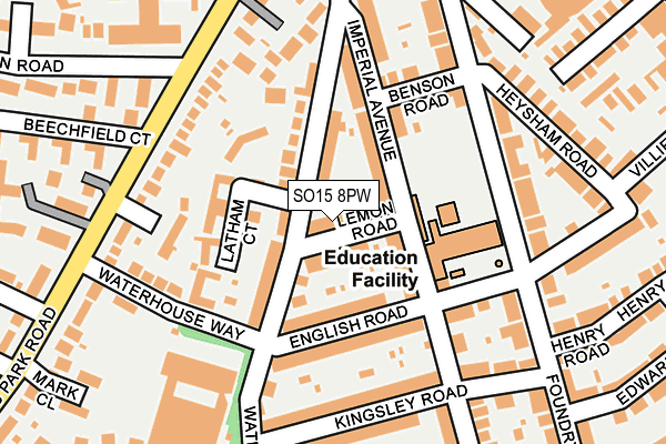 SO15 8PW map - OS OpenMap – Local (Ordnance Survey)