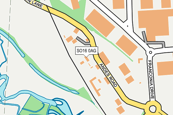 SO16 0AG map - OS OpenMap – Local (Ordnance Survey)