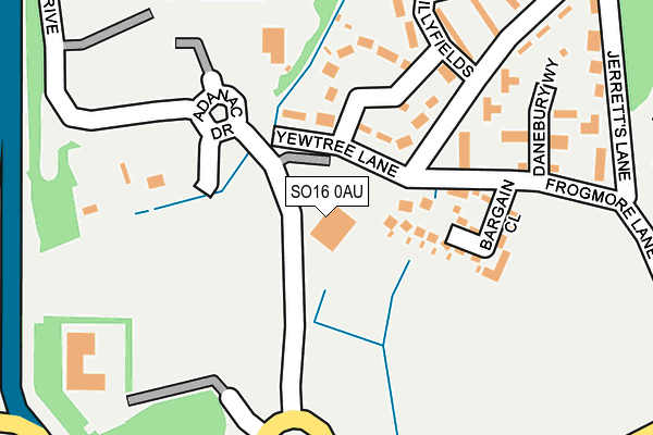 SO16 0AU map - OS OpenMap – Local (Ordnance Survey)