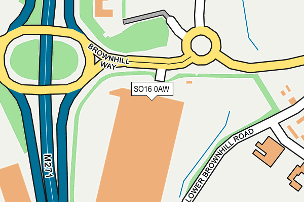 SO16 0AW map - OS OpenMap – Local (Ordnance Survey)