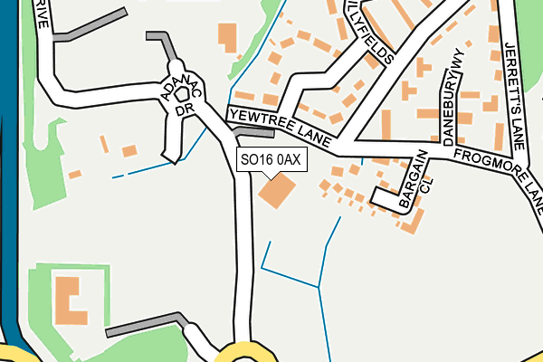 SO16 0AX map - OS OpenMap – Local (Ordnance Survey)