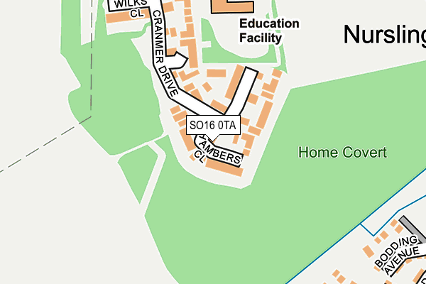 SO16 0TA map - OS OpenMap – Local (Ordnance Survey)