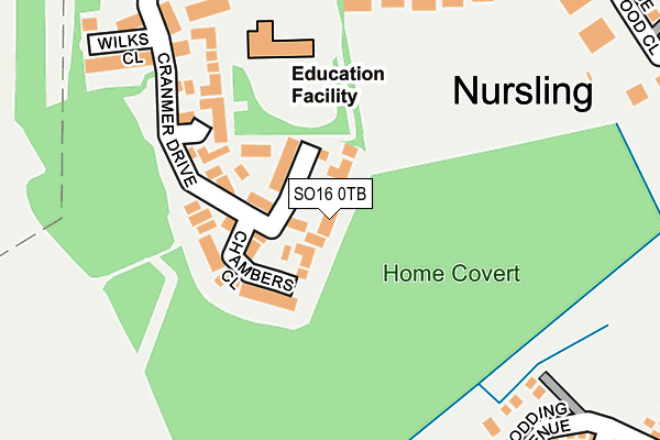 SO16 0TB map - OS OpenMap – Local (Ordnance Survey)