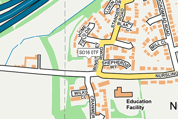 SO16 0TF map - OS OpenMap – Local (Ordnance Survey)