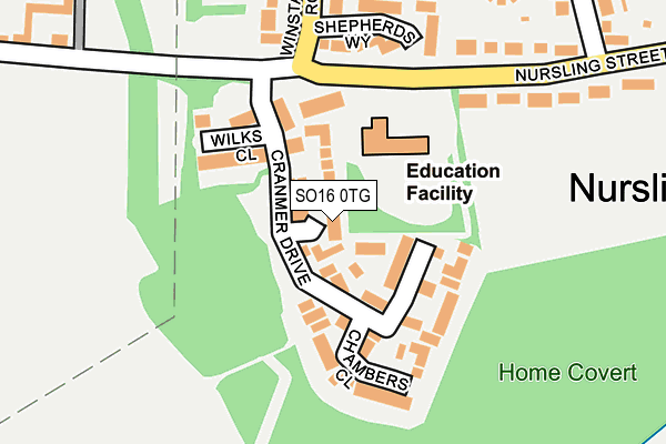 SO16 0TG map - OS OpenMap – Local (Ordnance Survey)