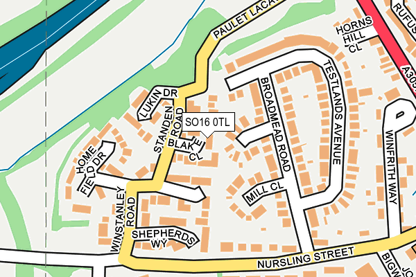 SO16 0TL map - OS OpenMap – Local (Ordnance Survey)