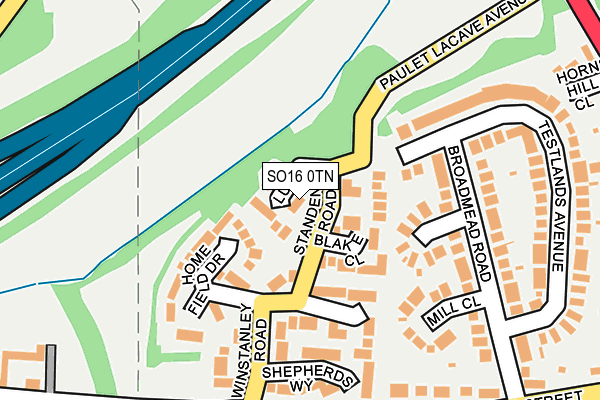 SO16 0TN map - OS OpenMap – Local (Ordnance Survey)