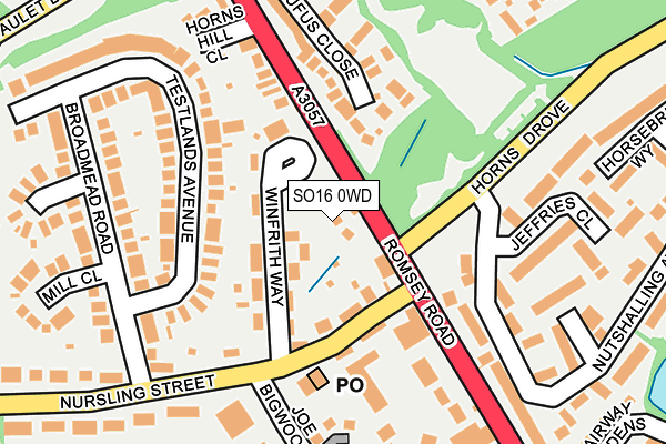 SO16 0WD map - OS OpenMap – Local (Ordnance Survey)