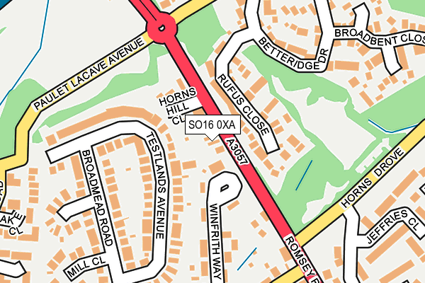 SO16 0XA map - OS OpenMap – Local (Ordnance Survey)