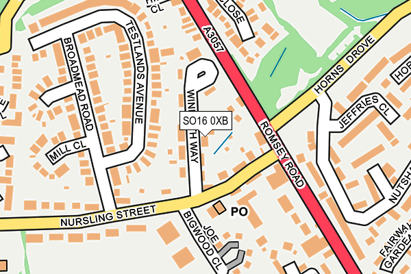 SO16 0XB map - OS OpenMap – Local (Ordnance Survey)