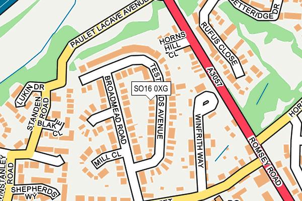 SO16 0XG map - OS OpenMap – Local (Ordnance Survey)