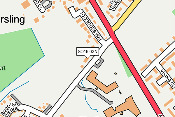 SO16 0XN map - OS OpenMap – Local (Ordnance Survey)