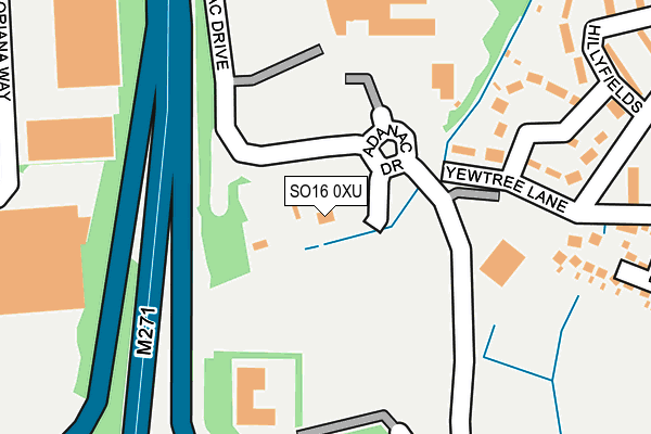 SO16 0XU map - OS OpenMap – Local (Ordnance Survey)