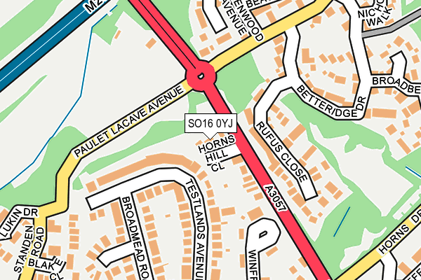 SO16 0YJ map - OS OpenMap – Local (Ordnance Survey)