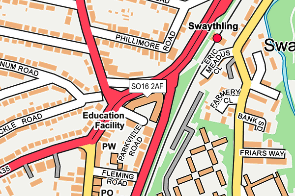 SO16 2AF map - OS OpenMap – Local (Ordnance Survey)