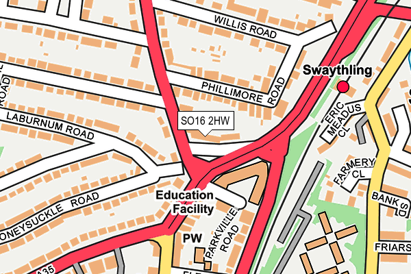 SO16 2HW map - OS OpenMap – Local (Ordnance Survey)