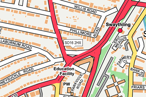 SO16 2HX map - OS OpenMap – Local (Ordnance Survey)