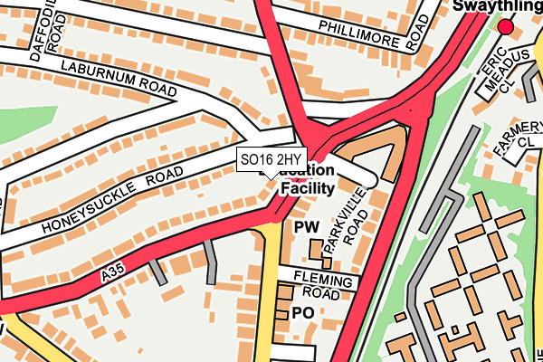 SO16 2HY map - OS OpenMap – Local (Ordnance Survey)