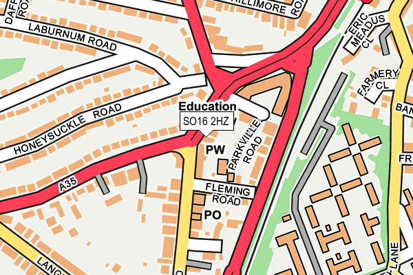 SO16 2HZ map - OS OpenMap – Local (Ordnance Survey)