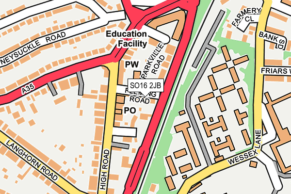 SO16 2JB map - OS OpenMap – Local (Ordnance Survey)