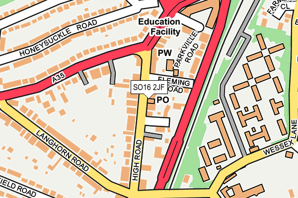 SO16 2JF map - OS OpenMap – Local (Ordnance Survey)