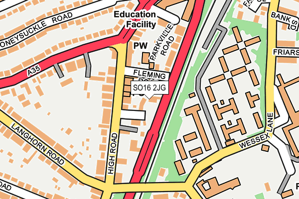 SO16 2JG map - OS OpenMap – Local (Ordnance Survey)