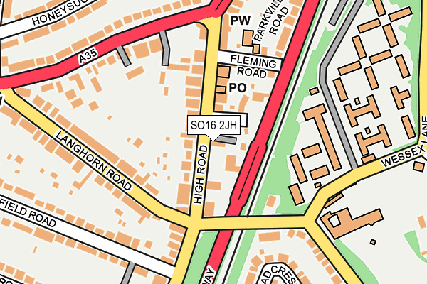 SO16 2JH map - OS OpenMap – Local (Ordnance Survey)