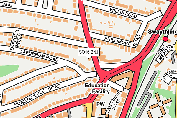 SO16 2NJ map - OS OpenMap – Local (Ordnance Survey)