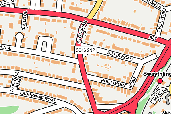 SO16 2NP map - OS OpenMap – Local (Ordnance Survey)