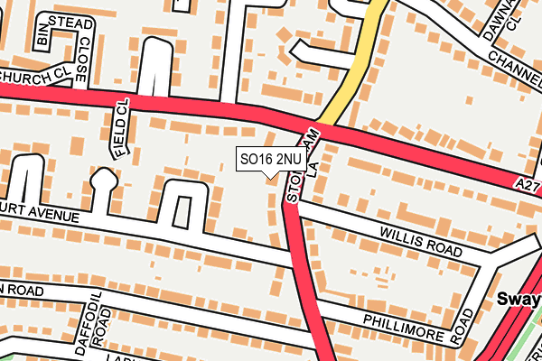 SO16 2NU map - OS OpenMap – Local (Ordnance Survey)