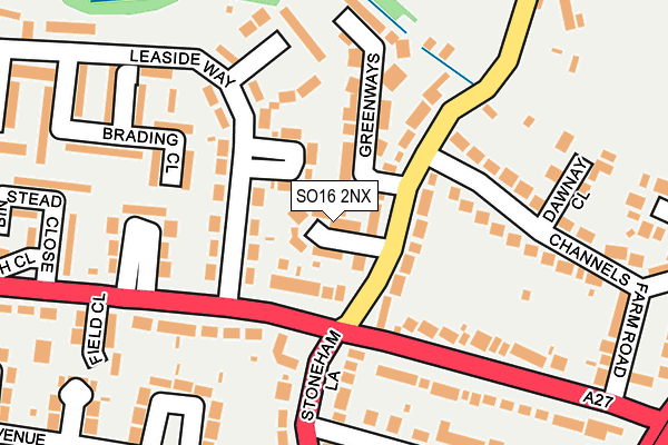 SO16 2NX map - OS OpenMap – Local (Ordnance Survey)