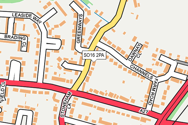 SO16 2PA map - OS OpenMap – Local (Ordnance Survey)