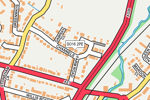 SO16 2PE map - OS OpenMap – Local (Ordnance Survey)