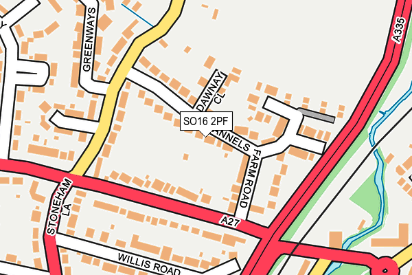 SO16 2PF map - OS OpenMap – Local (Ordnance Survey)